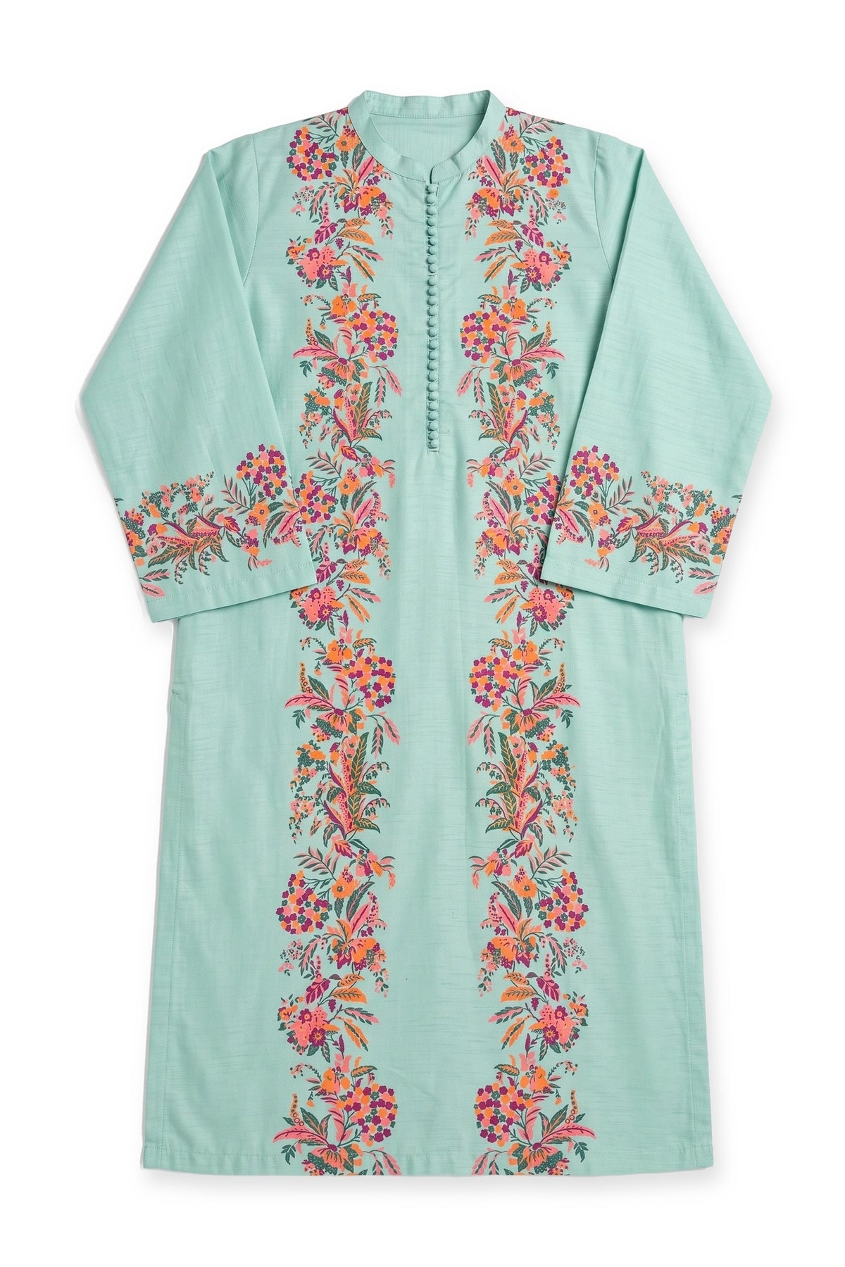 Garland Kurta in mint laid flat on white